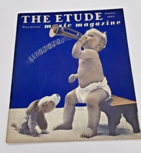 Vintage Etude, The Music Magazine, January 1943, Baby trumpet cover - Picture 1 of 10