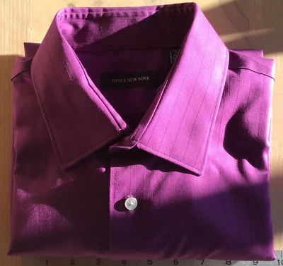 Jones New York 100% cotton wrinkle free eggplant purple shirt, men’s 17 34/35 - Image 1 of 3