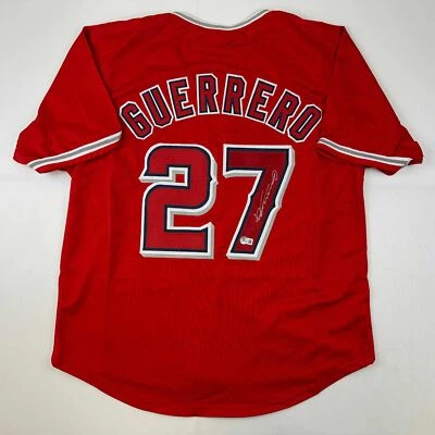 Autographed/Signed Vladimir Vlad Guerrero Los Angeles LA Red Jersey Beckett COA - Image 1 of 4