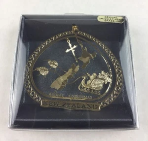 Paua Mania New Zealand Santa Kiwi 24 K Gold Flashed Brass Souvenir Ornament - Picture 1 of 6