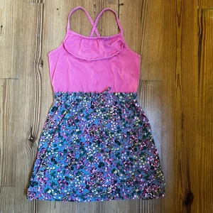 Hanna Andersson pink floral ruffle top dress SIZE 8/130 - Picture 1 of 4