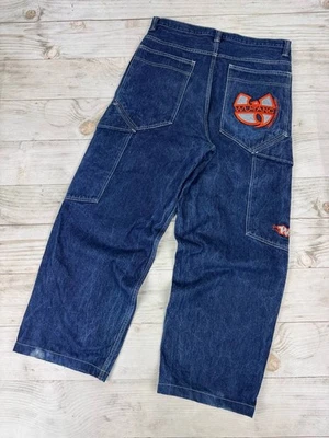 Jeans de mezclilla vintage Wu Tang Clan 1996 cargo holgados Wu Wear OG para hombre talla 34 azul Foto 1 de 4