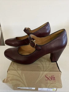 Sofft Leslie Damen-Pumps Größe 10 M Wickelabsatz Bourbon-rot Lederschuhe - Bild 1 von 10