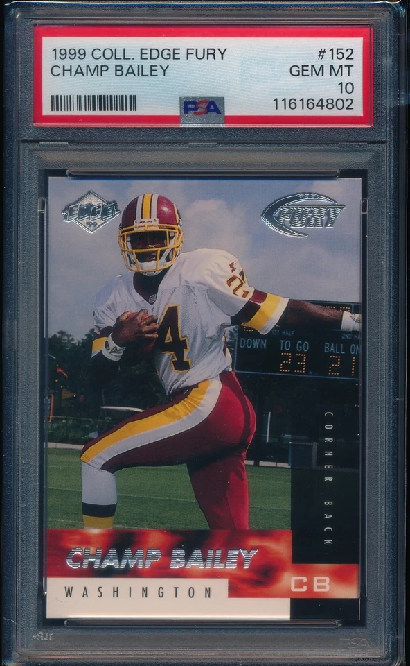 1999 COLLECTORS EDGE FURY CHAMP BAILEY ROOKIE #152 PSA 10 GEM ESTADO PERFEITO - Imagem 1 de 1