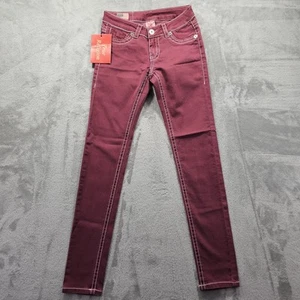 Pantalones de mezclilla True Religion para mujer talla 28 rojos Brooklyn trabillas para cinturón hechos en EE. UU. - Imagen 1 de 12
