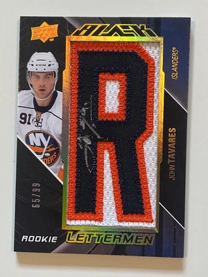 John Tavares Autographed Rookie Lettermen 65/99 “R” Black Diamond 09/10 - Image 1 of 3