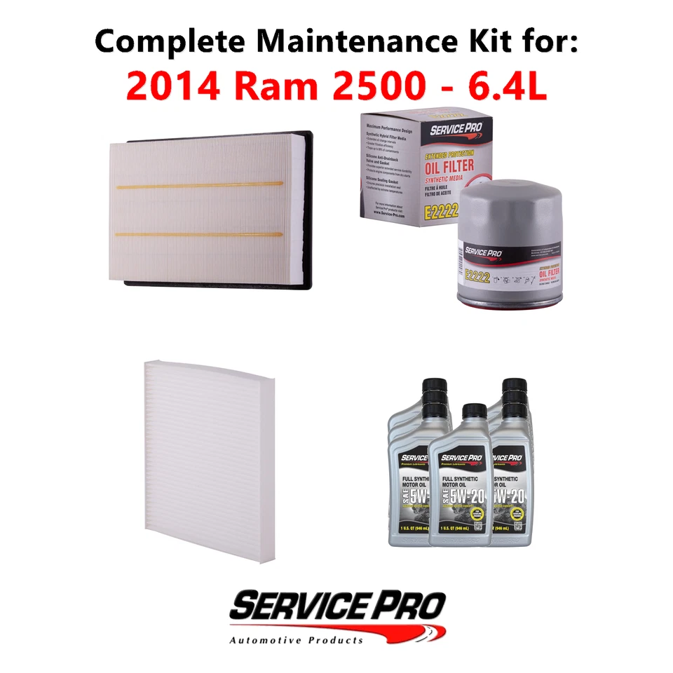 2014 Ram 2500 6.4L Complete Oil, Air & Cabin Filter Kit (5W-20) Foto 1 de 4