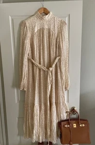 ZIMMERMANN LUREX SILK GOLD POLKA DOT MIDI DRESS SIZE 2 AUD 12 US 8 - Picture 1 of 11
