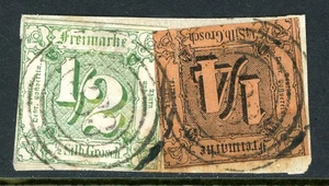 Germany States 1859 Thurn & Taxis Northern Dist 5 sgr #9+#1 on Piece O689 - Picture 1 of 6