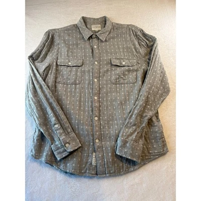 Lucky Brand Para Hombres XL Muselina Algodón Estampado de Puntada con Botones Gris  Foto 1 de 4