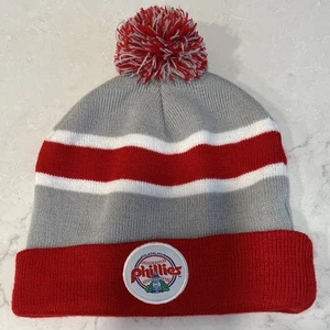 NWT MLB New  Winter Knit Beanie Hat Pom Baseball Philadelphia Phillies Youth - Picture 1 of 5