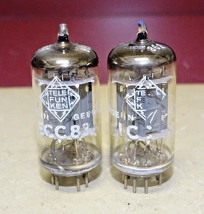 Pair, Telefunken ECC83/12AX7 Radio/Audio Tubes, Ribbed Plate, Good - Picture 1 of 8