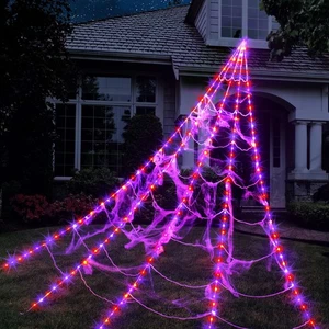 Halloween Spider Web Lights 250 LED Lighted Spider Web Giant 16.4Ft Halloween... - Bild 1 von 6