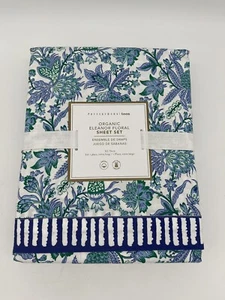 NWT Pottery Barn Teen Eleanor Floral Twin XL Sheet Set Dorm Blue Hobo Organic - Picture 1 of 4