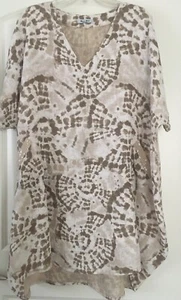 MEO MELI MADE in ITALY LINEN TIE-DYE V-NECK LAGENLOOK HI-LO DRESS - O/S - Picture 1 of 5