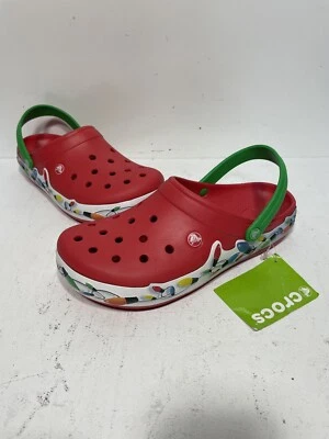 NEW Authentic Crocs Christmas Lights Holiday Clogs Red Shoes Sz Men 10 Women 12 - Image 1 of 4