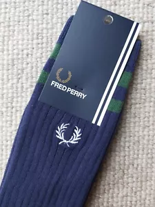 Original FRED PERRY Carbon Blue Green CUSHIONED Trainer Sports SOCKS C5138 FP2 - Picture 1 of 6