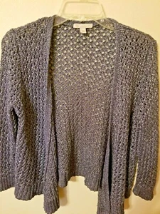 y2k cb girls size L blue shrug blue crochet long sleeve no button 24 L 18 across - Picture 1 of 11
