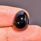 05.85Cts Natural Play Of Color Black Ethiopian Opal Pear Ring Size Cab Gemstone
