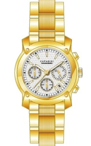 CAVADINI Herrenuhr Chronograph  CV-920 10 Bar Edelstahl IP-vergoldet silber - Bild 1 von 3