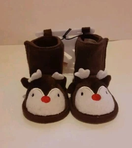 CHATTIES Infant Toddler Reindeer Booties Shoes Brown size 2 NWT - Picture 1 of 7