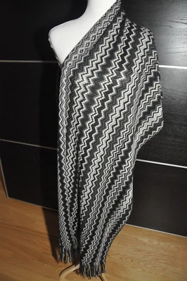 AUTÉNTICO NUEVO $250 MISSONI XL Tejido Mezcla de Lana Negro Bufanda Envoltura 22"X76" Hecho en Italia Foto 1 de 4