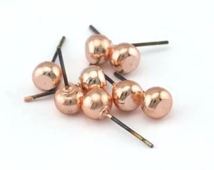 1 Paar Kugel Ohrstecker, Ohrring Pfosten rosévergoldet Messing 6 mm 2457 - Bild 1 von 2