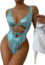 Women'S Metallic Snakeskin One Piece Swimsuits Rave Outfit Bathing Suits