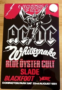 1981 Monsters of Rock Castle Donington AC/DC Whitesnake Slade 8x12" letrero de metal - Imagen 1 de 5