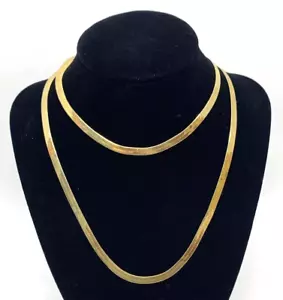 VTG 30” Gold Tone Herringbone Necklace Unmarked - Picture 1 of 5