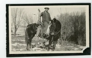 Cacciatore a cavallo con conigli - Foto d'epoca ritrovata animale - Foto 1 di 3