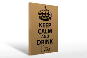Holzschild Spruch 30x40 cm Keep Calm and drink tea Holz Deko Schild wooden sign - Bild 1 von 5