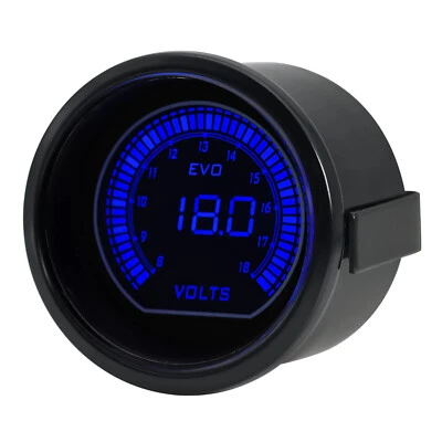 Universal 2" 52mm Car Digital EVO Blue & Red LED Volt Voltage Gauge 8-18v Meter - Image 1 of 4