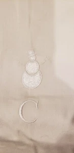 Pottery Barn Ivory Table Runner "C" Snowman New 16 x 108" - Picture 1 of 6