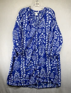 H&M Retro Print Shift Dress Mini Tunic Dress Oversized Medium Viscose Cotton - Picture 1 of 14