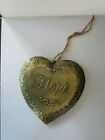 HOPE Heart Pendant Sign ~ stamped metal ~ Primitive Style~ Valentine NEW