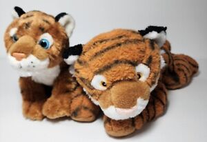 Lot of 2 Wild Republic Tiger Cubs Plush Stuffed Animals 13 and 18 Inch