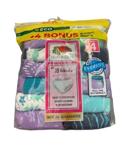 Fruit of the Loom Girl’s Size 4 Bikini Underwear Multi Design 18 Pack - Picture 1 of 5