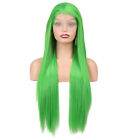 Lace Front Wigs Long Straight Hair For Girl Daily Use Grass Green 24"