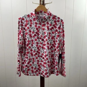 U IBKUL NWT Long Sleeve Zip Mock Neck Winners Cherry Print Golf Pullover - Picture 1 of 7