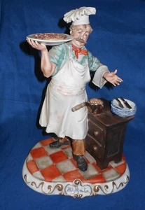 Extrem selten! Capodimonte Pizzakoch Figur signiert "N" 11,5" H Porzellan - Bild 1 von 5