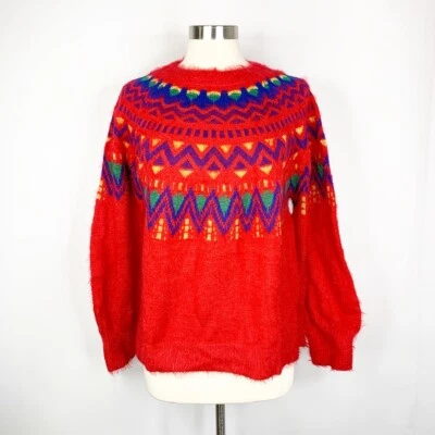 Suéter Time And Tru Mujer Rojo Difuso Feo Navidad Talla XL NUEVO Foto 1 de 4