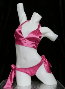 Conjunto de braguita/braguita y sujetador satinado rosa burlesque - Imagen 1 de 2