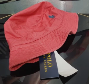 NWT Polo Ralph Lauren ICONIC Pony Logo Canvas Unisex Red Salmon Bucket Hat - Picture 1 of 5