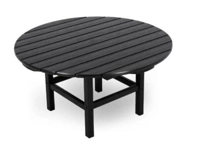 Mesa de centro POLYWOOD 38 pulgadas negra redonda con acento exterior en puerta patio duradera Foto 1 de 3