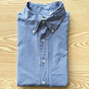 L.L.Bean Camicia Manica Corta Uomo Blu Medio 24" Pit-to-Pit Designer Moda Uomo - Foto 1 di 9