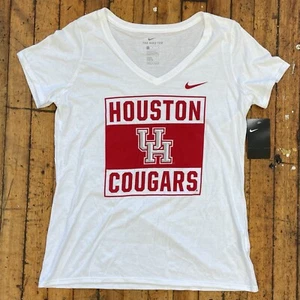 Women's HOUSTON COUGARS ~ Medium White Tri-Blend Mid V-Neck T-Shirt ~ NWT - Picture 1 of 8