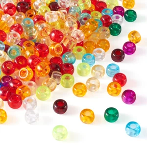 600pcs Multicolor Pony Beads 9x6mm Acrylic Bracelet Spacer Bead Large Hole - Picture 1 of 6