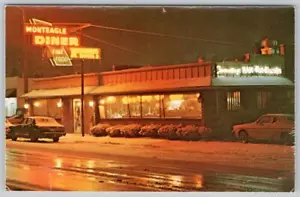 CARTOLINA MONTAAGLE DINER TENNESSEE RISTORANTE DI NOTTE INSEGNE AL NEON ARANCIONE ANNI '70 - Foto 1 di 2