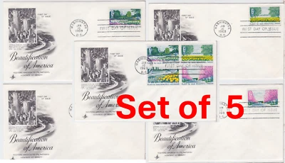 TurtlesTradingPost- Beautify Our Highways- 1969 FDC #1365-68 Artcraft Set of 5 - Image 1 of 4